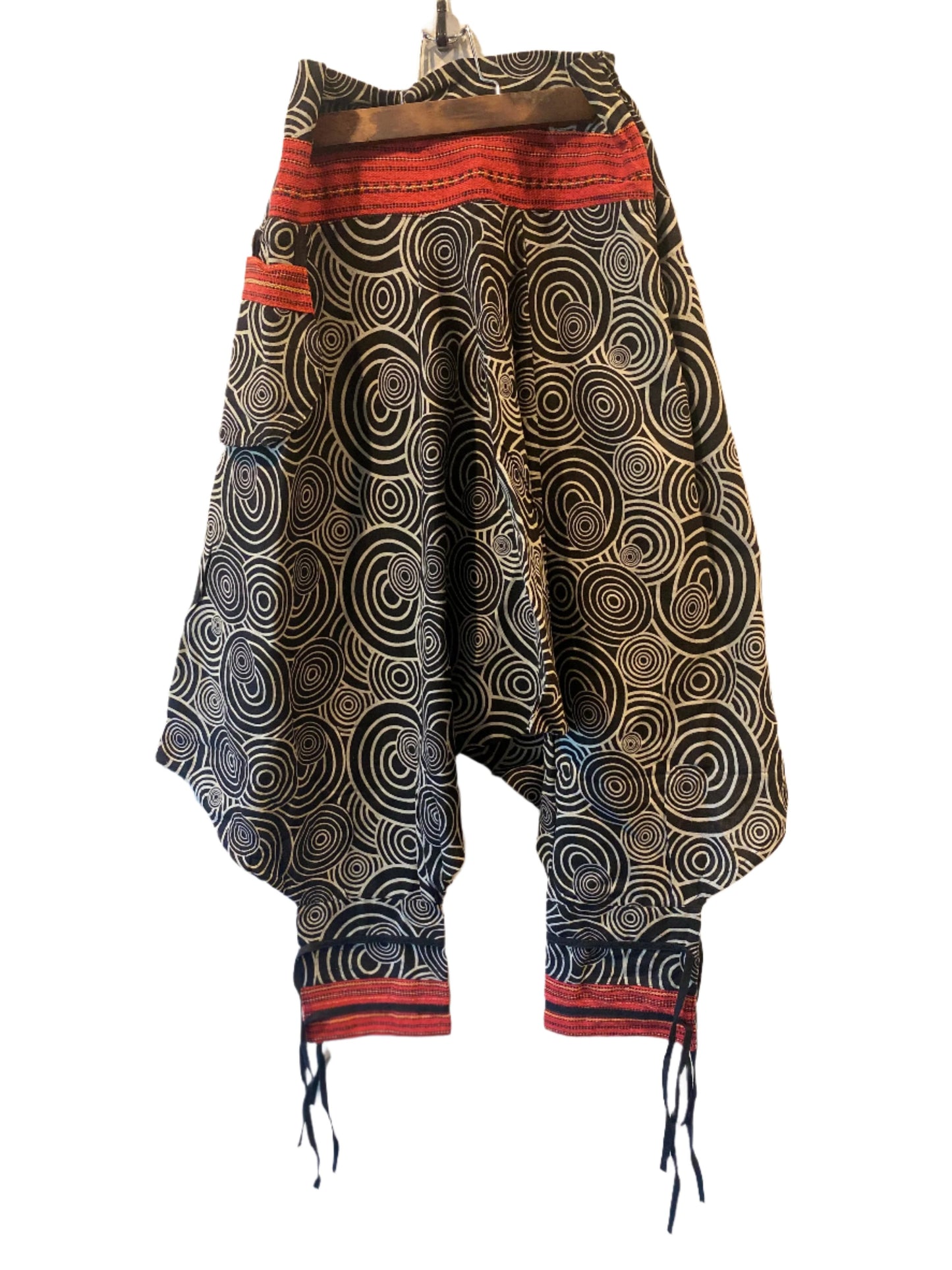 Traiditional Unique Hill Tribe Fabric Cotton Pants with Geometric Pattern