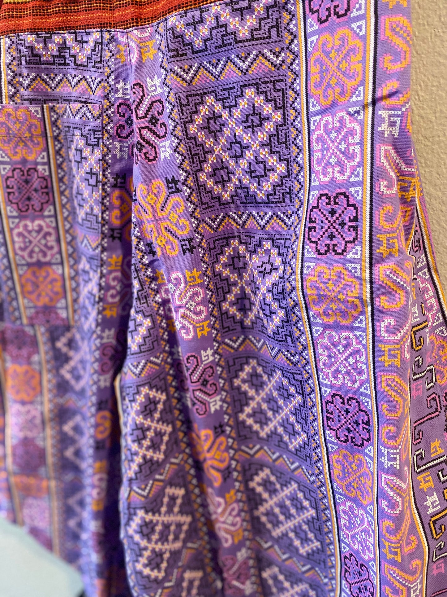 Unique Cotton Pants in Light Purple Multicolor Incredible Design!