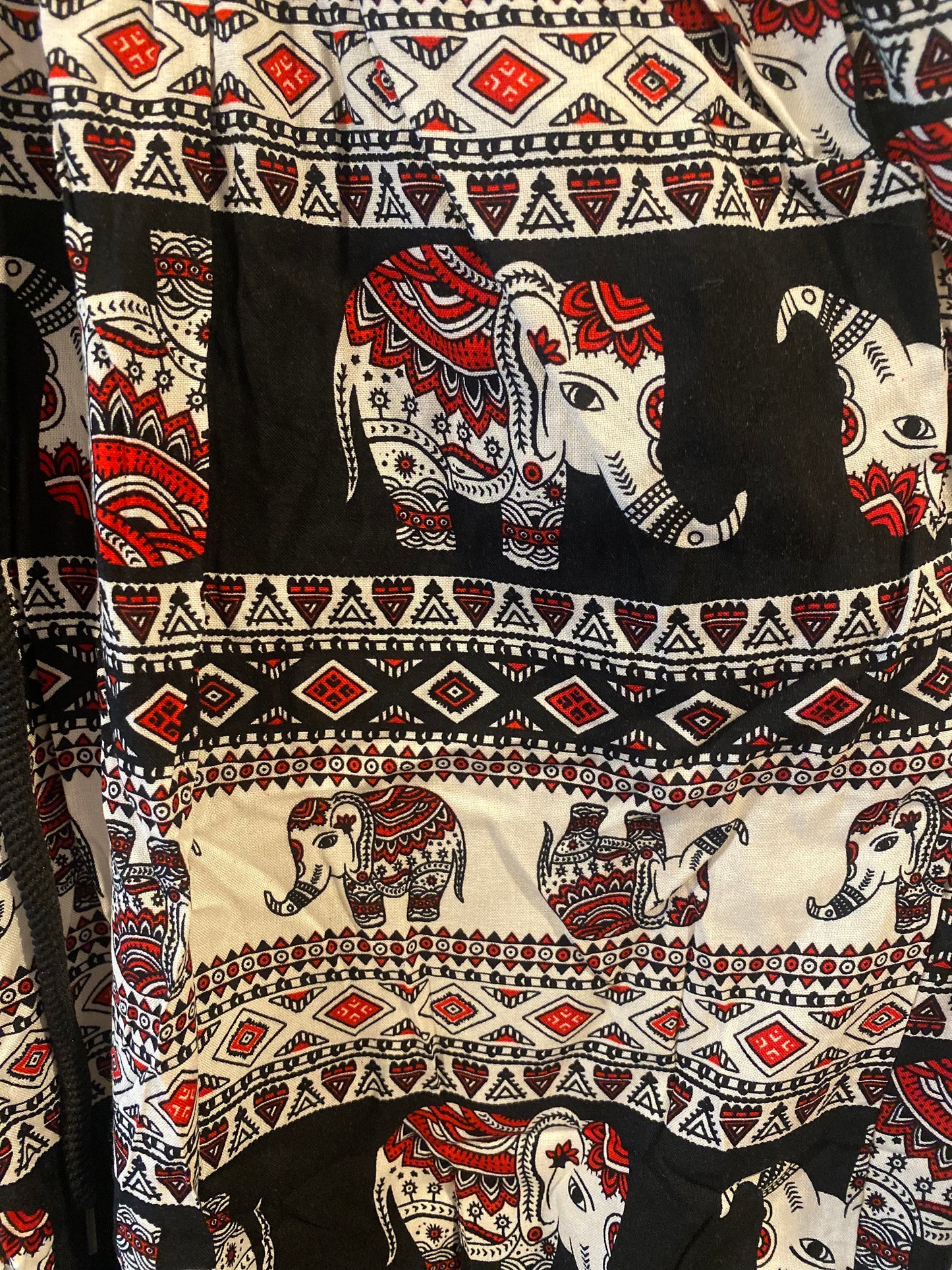 Silky Soft Boho White Red Black Elephant Print Harem Pants