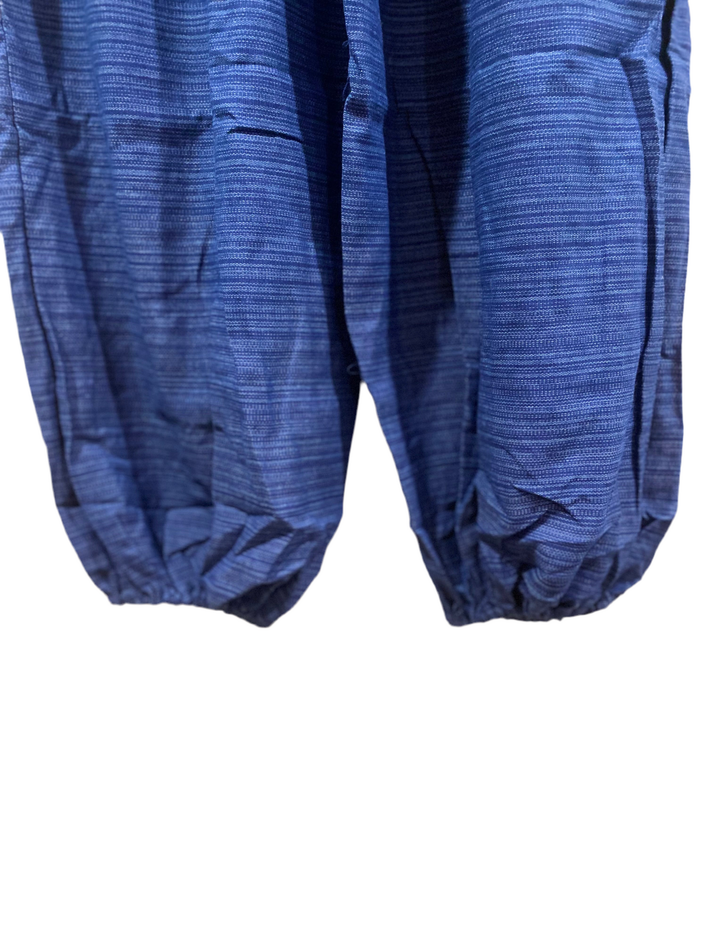 Beautiful Blue Cotton Harem Pants with Hill Tribe Trim and Outer Pocket