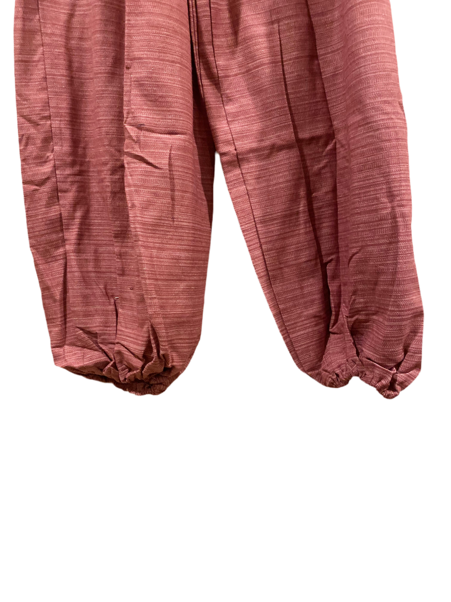 Loose-Fit Pink Cotton Harem Hippie Pants with Hill Tribe Fabric