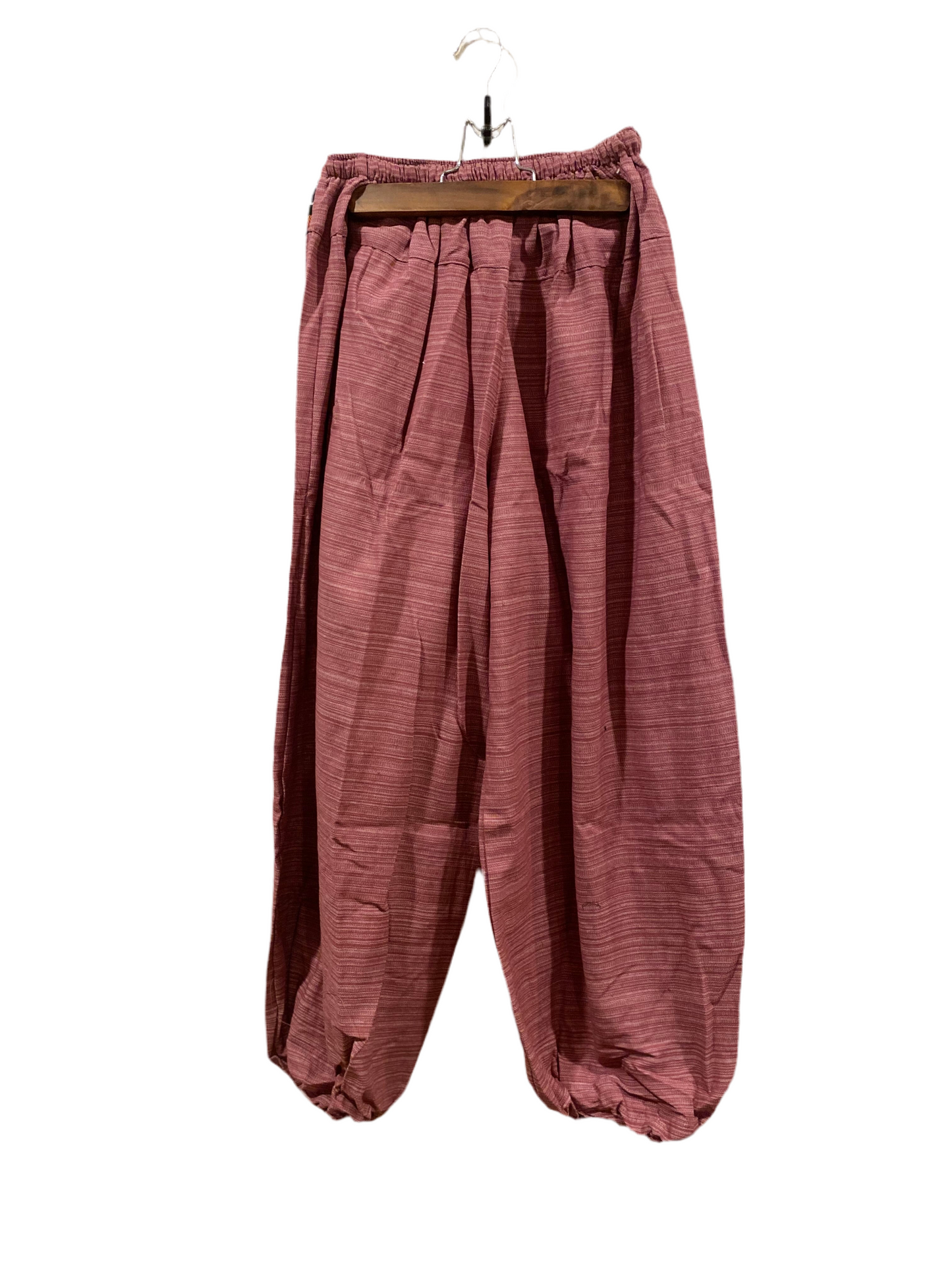 Loose-Fit Pink Cotton Harem Hippie Pants with Hill Tribe Fabric