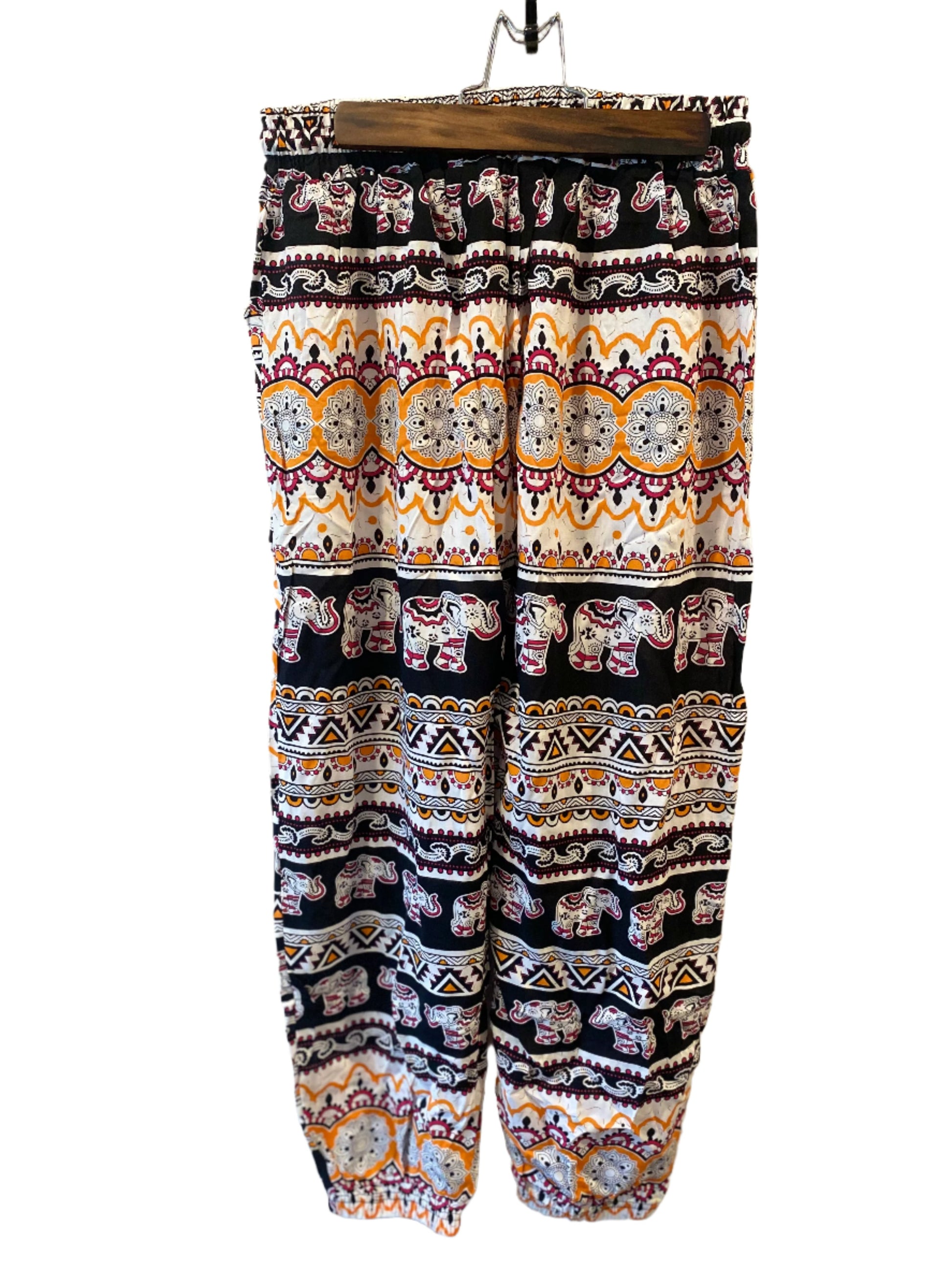 Back of Multicolor Orange Pink Hippie Harem Pants