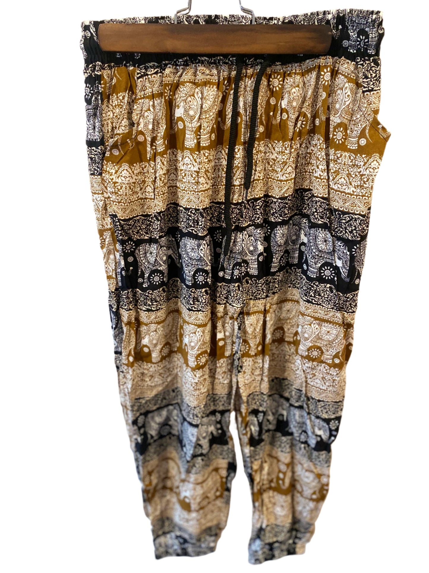 Fun Elephant Pants in Black Gold