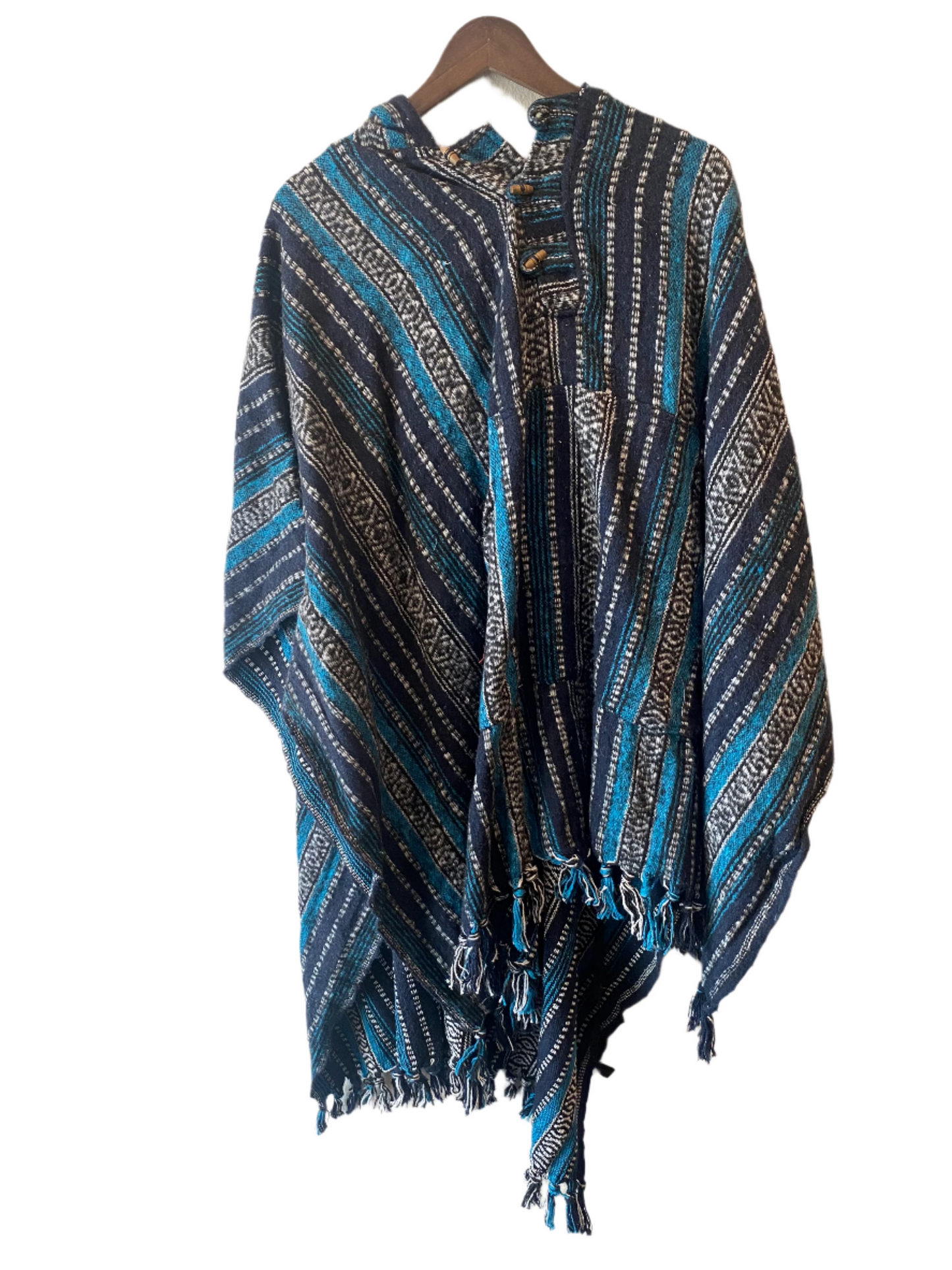 Handmade gheri cotton hippie long hooded poncho