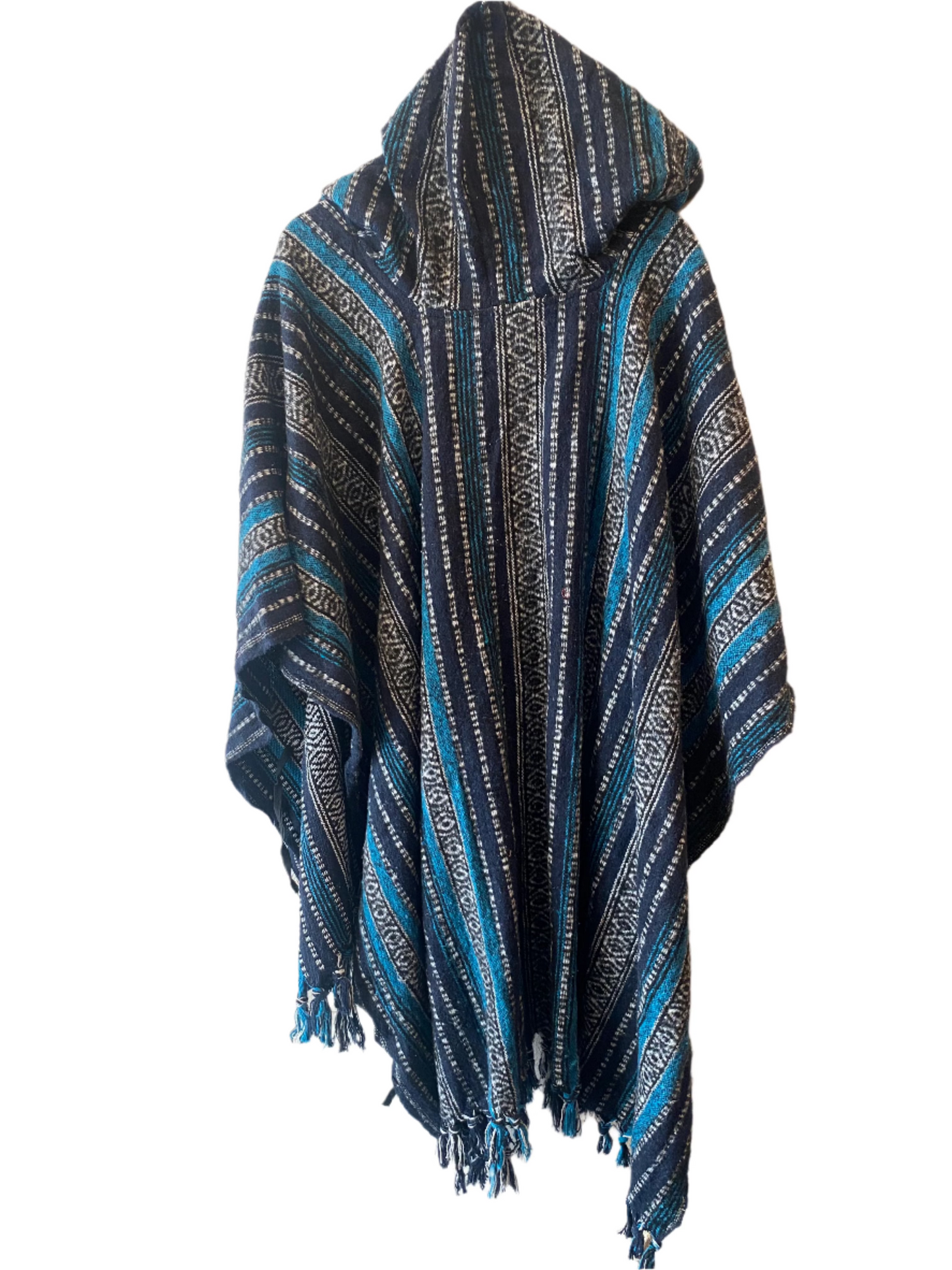 Handmade gheri cotton hippie long hooded poncho