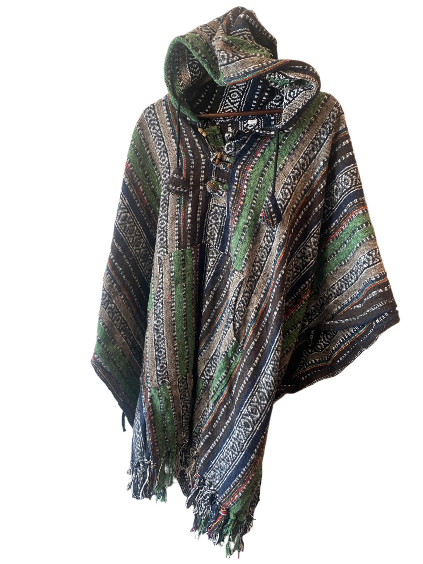 Light Green Mix Durable Hippie Gheri Poncho