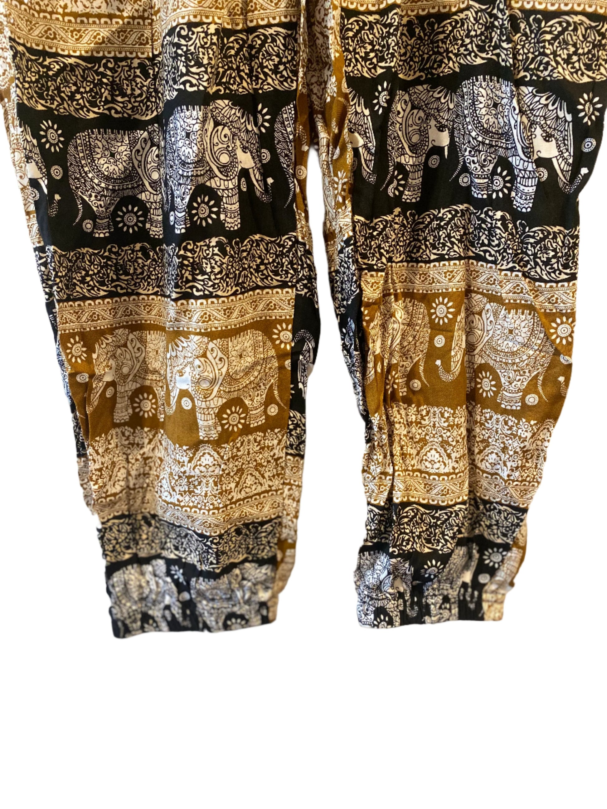 Elephant Harem Pant Legs in Gold Black