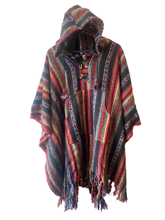 Red Blue Mixed Divine Gheri Poncho