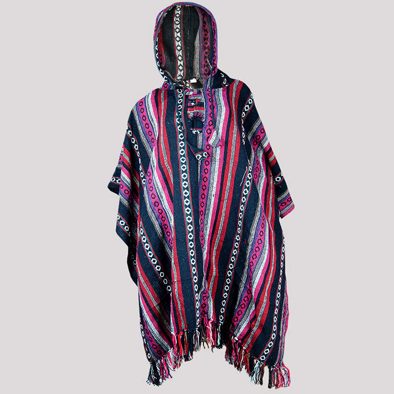 Retro Hippie Nepalese Gheri Cotton Poncho