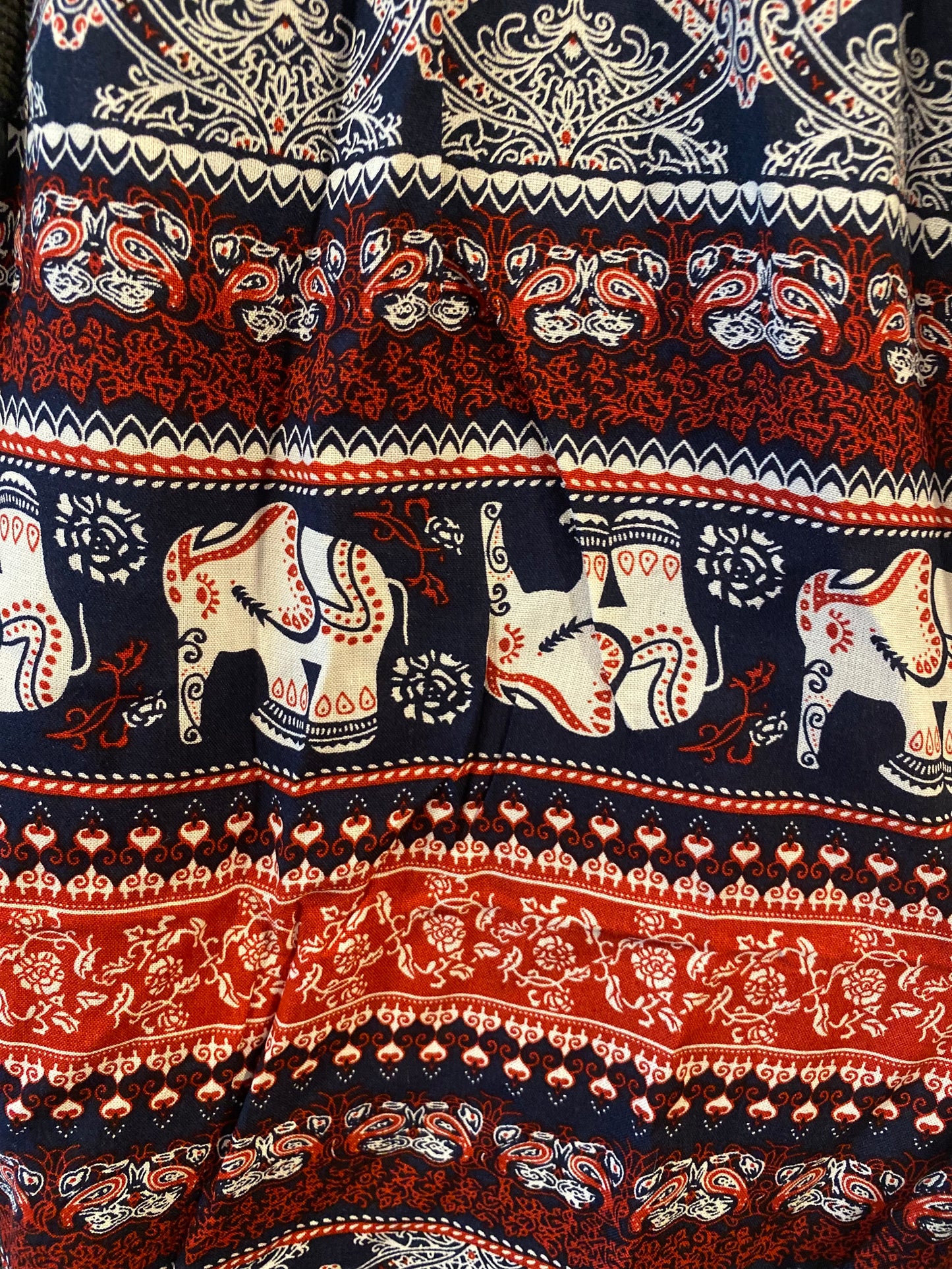 Elephant Pattern Red White Blue