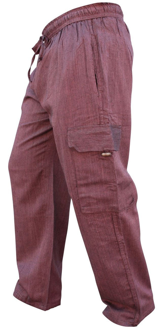 Red Stone-Washed Cotton Festival Cargo Pants