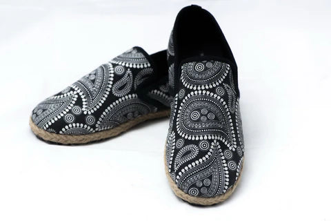 Black Paisley Slip-On Shoes