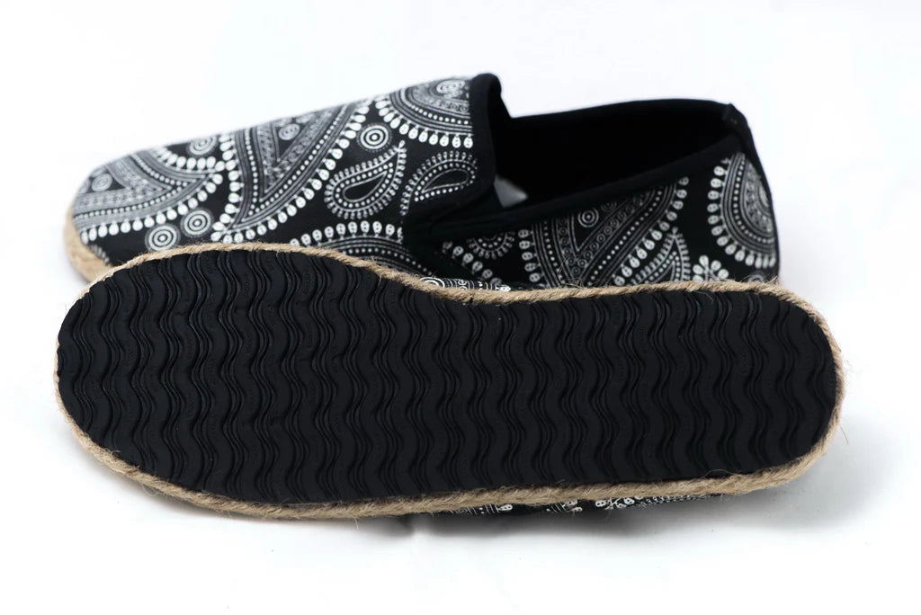 Black Paisley Slip-On Shoes