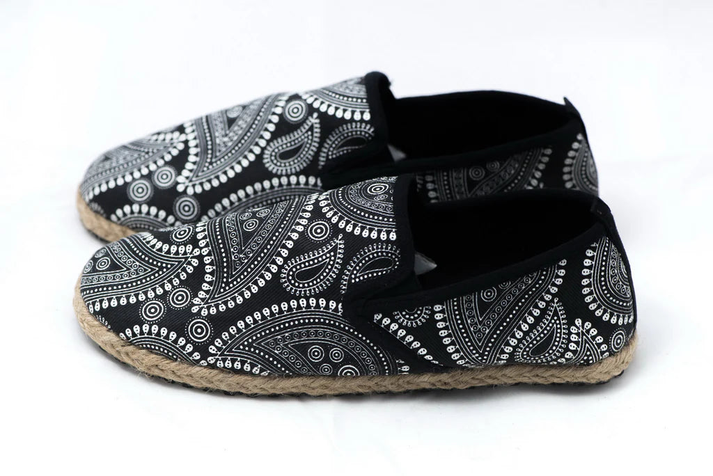 Black Paisley Slip-On Shoes